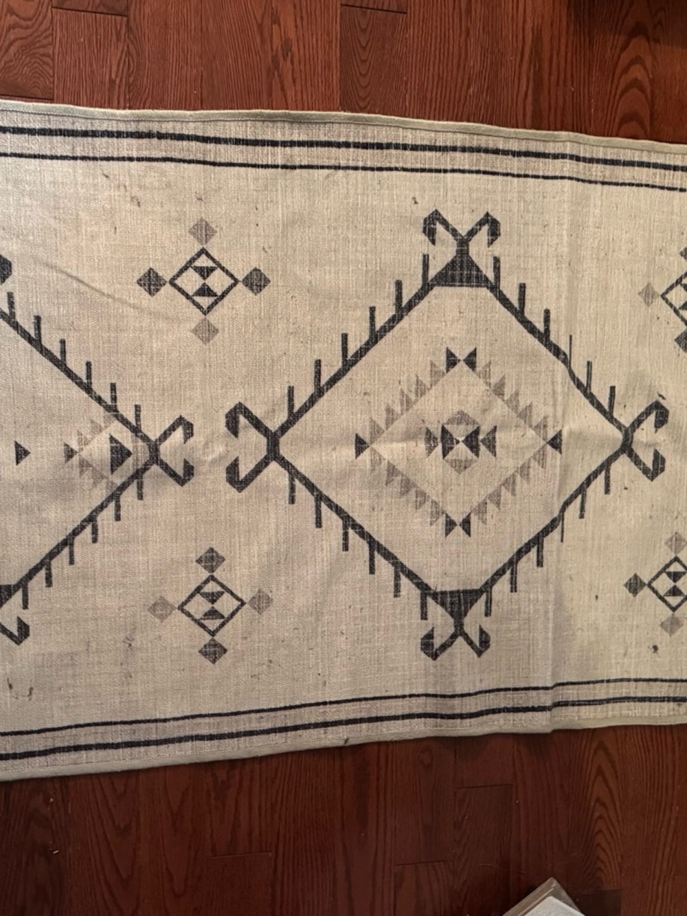 Handwoven Geometric Accent Rug in Natural and Charcoal